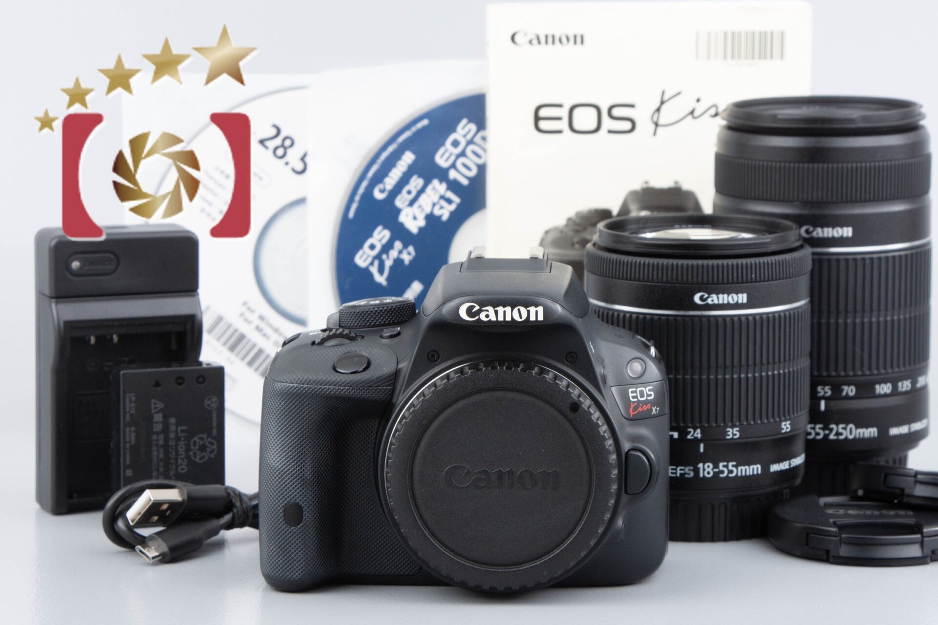 Canon EOS Kiss X7 / Rebel SL1 / 100D 18.0 MP DSLR EF-S 18-55 55-250 Lens kit