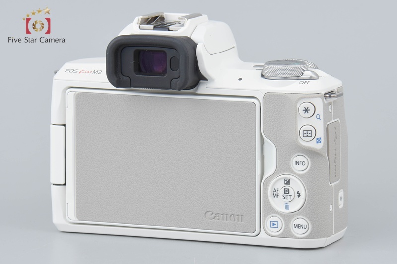 Canon EOS Kiss M2 White 24.1 MP EF-M 15-45 55-200 Lenses w