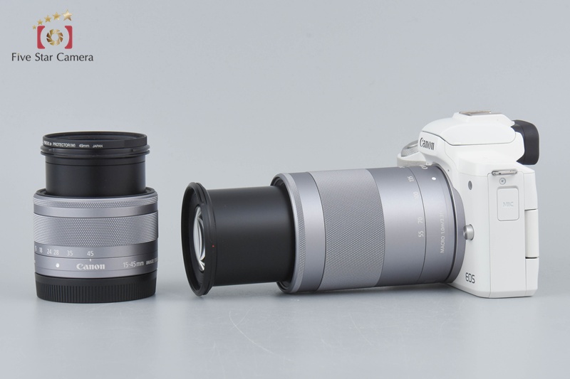 EOS KISS M（WH）/EF-M15-45/EF-M55-200 Canon EOS Kiss M camera w. 15-45mm lens / 55-200mm lens Kit