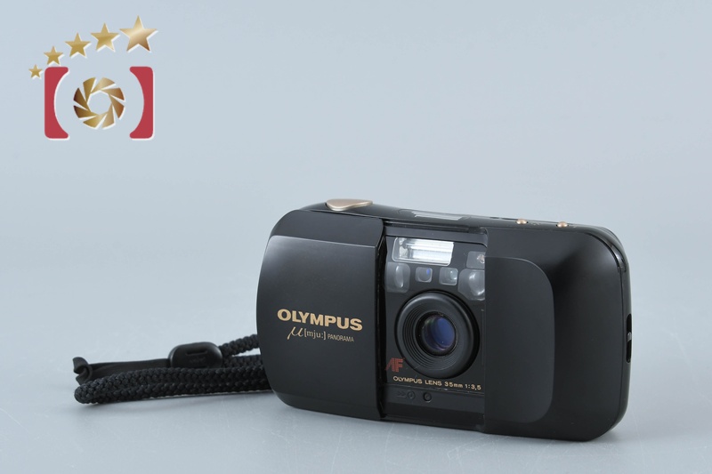 【完動品・美品】Y-281 OLYMPUS μ【mju:】PANORAMA Olympus μ Mju Panorama Black 35mm Point & Shoot Film Camera
